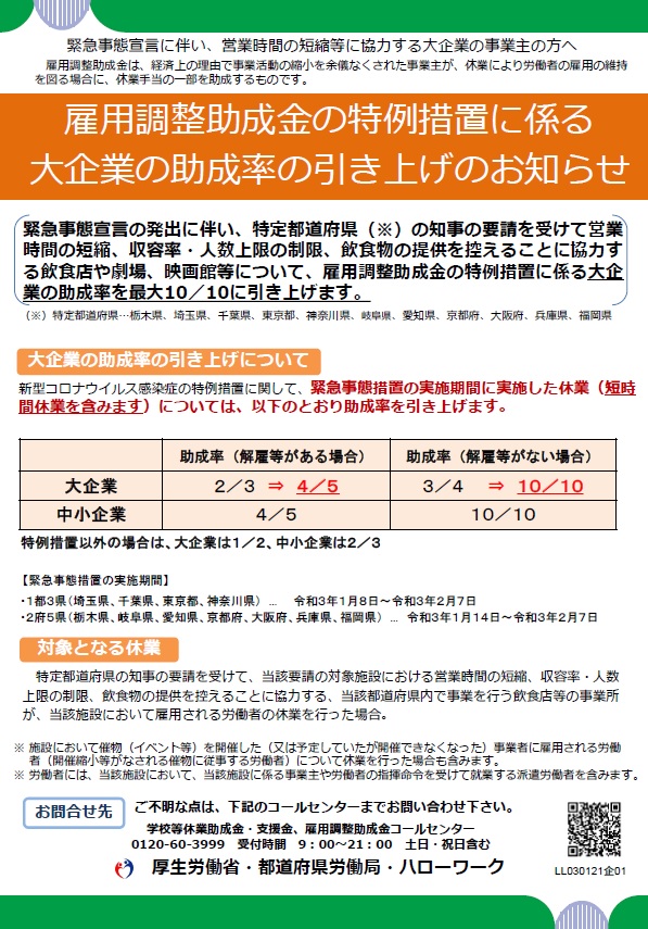 雇用調整助成金 休業支援金について 神奈川県旅館生活衛生同業組合